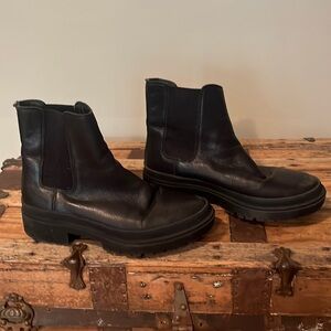 Black leather booties